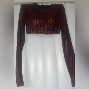 IVY PARK Long Sleeve Crop Top - Dark Brown